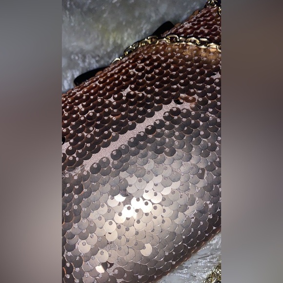 Rose Gold Sequined Clutch - Long Chain - Picture 6 of 10